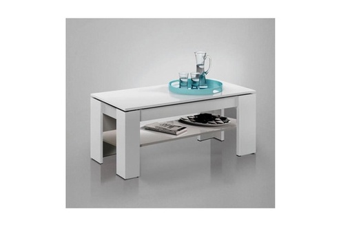Table basse avec plateau relevable 100cm blanc brillant