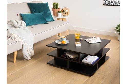 Table basse carrée en bois multicases tower