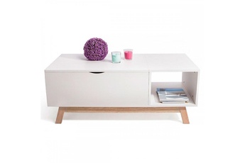 Générique kendra table basse avec plateau relevable 100cm blanc brillant