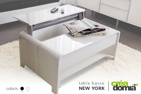 Table basse plateau relevable rangement
