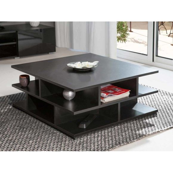 Table basse carrée noire bois
