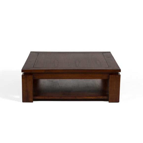 Table basse en bois carrée 2 tiroirs longueur 89 cm ornela