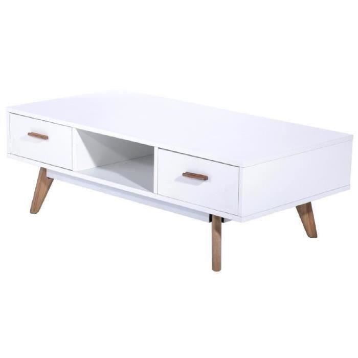 Table basse bois blanc metal