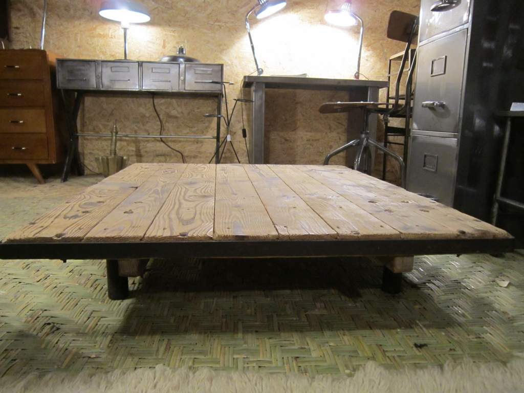 Grande table basse bois blanc
