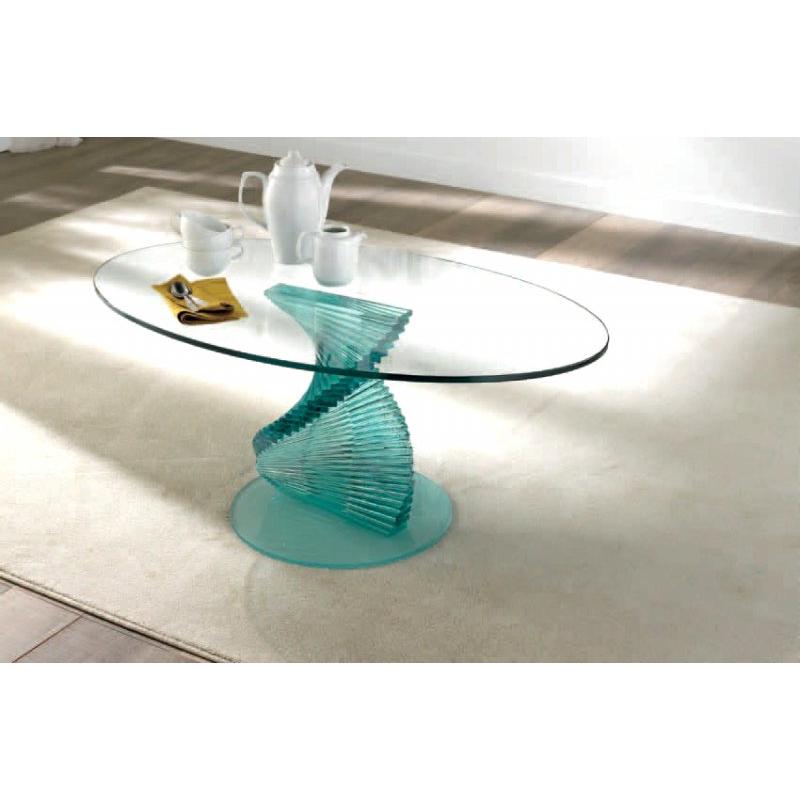 Table basse ovale design verre