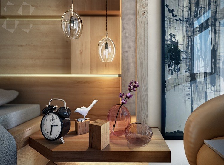 Table basse design rétro avec motifs décoratifs