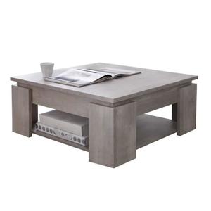 Table basse carrée en bois laqué l'80 cm avec plateau relevable loft