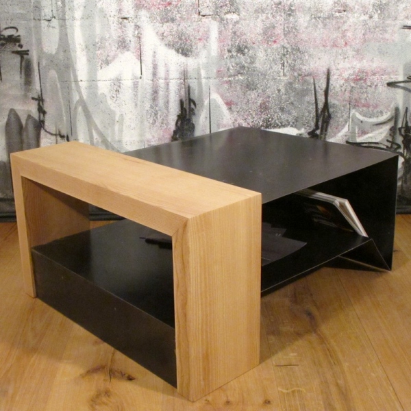 Table basse bois métal design