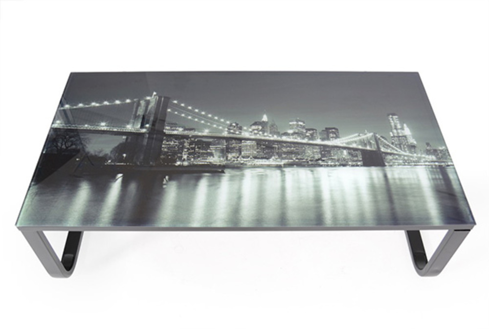 Table basse verre imprimé