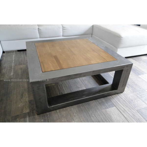 Table basse bois inox brossé