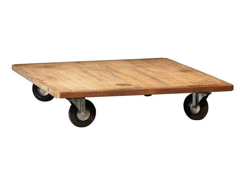 Table basse en verre avec roulettes
