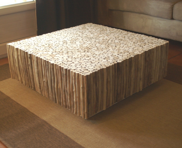 Table basse morceau bois