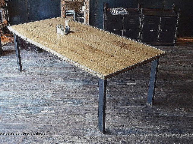 Table basse bois brut à peindre