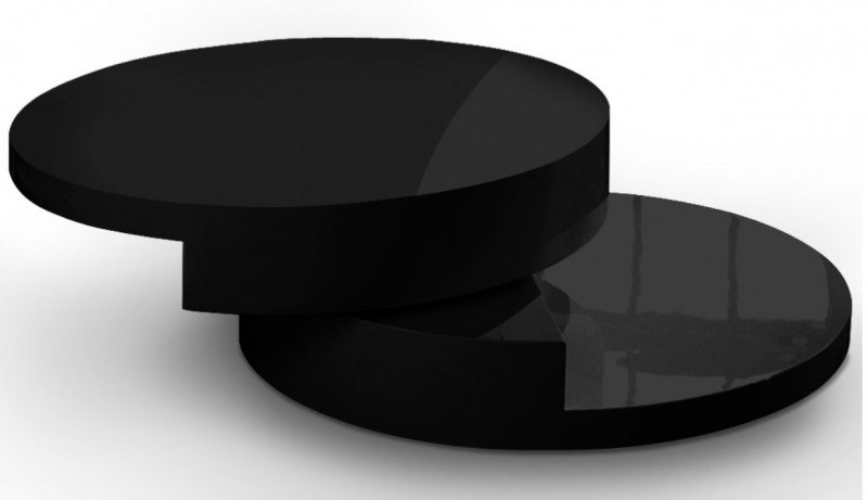 Table basse ronde laquée noire