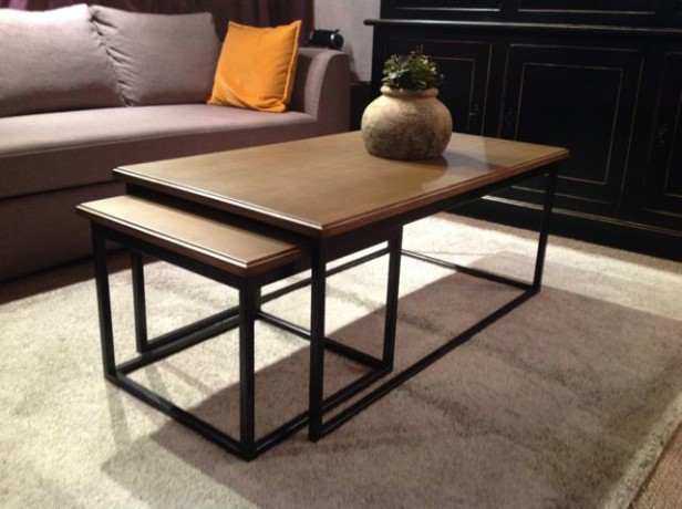 Table basse bois fer forge