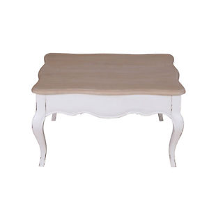 Table basse carre blanc et bois