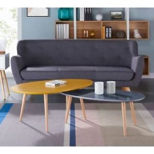Table basse scandinave gris et jaune