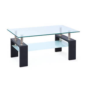 Table basse en verre pied noir