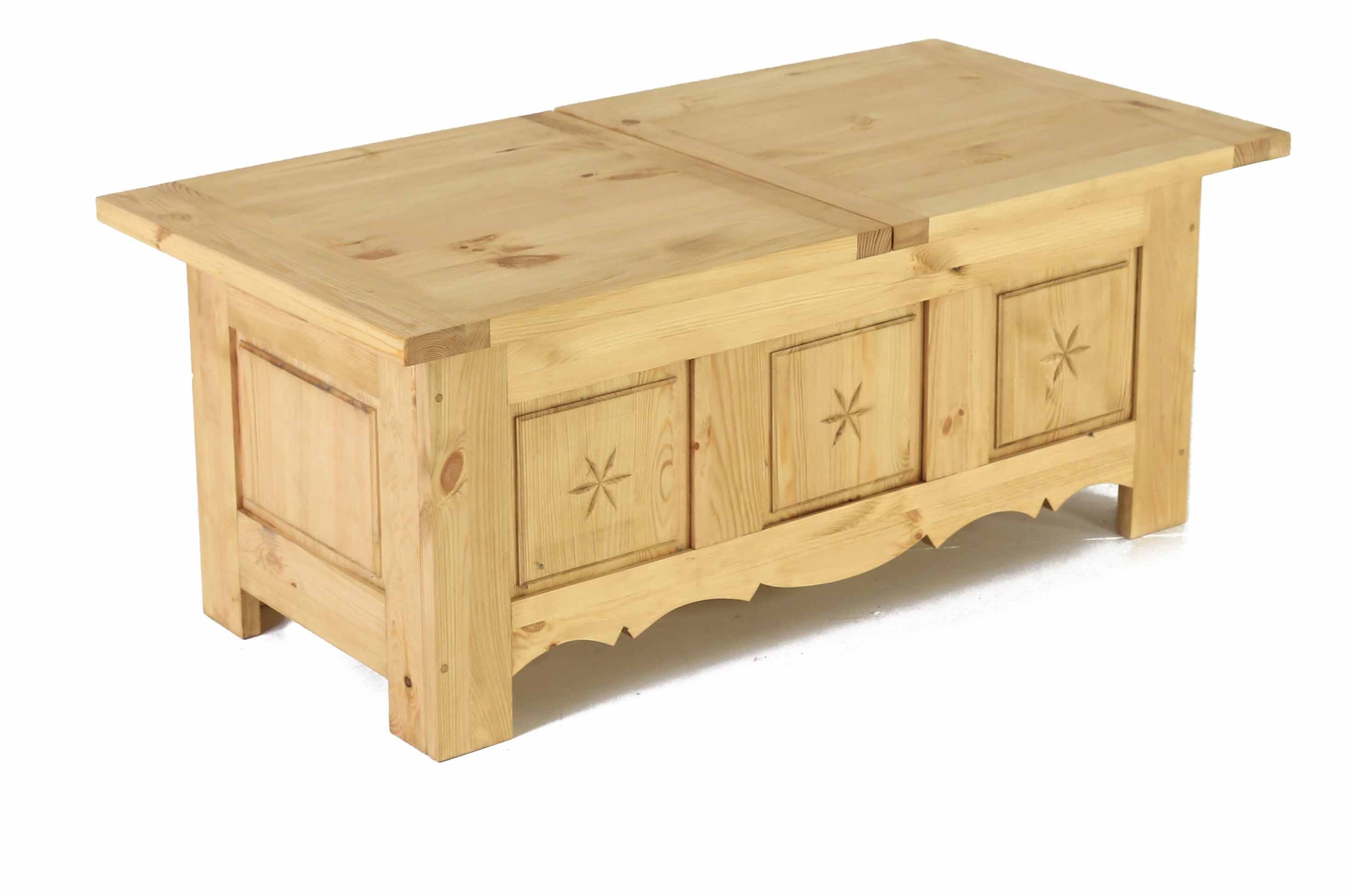 Table basse coffre bois brut