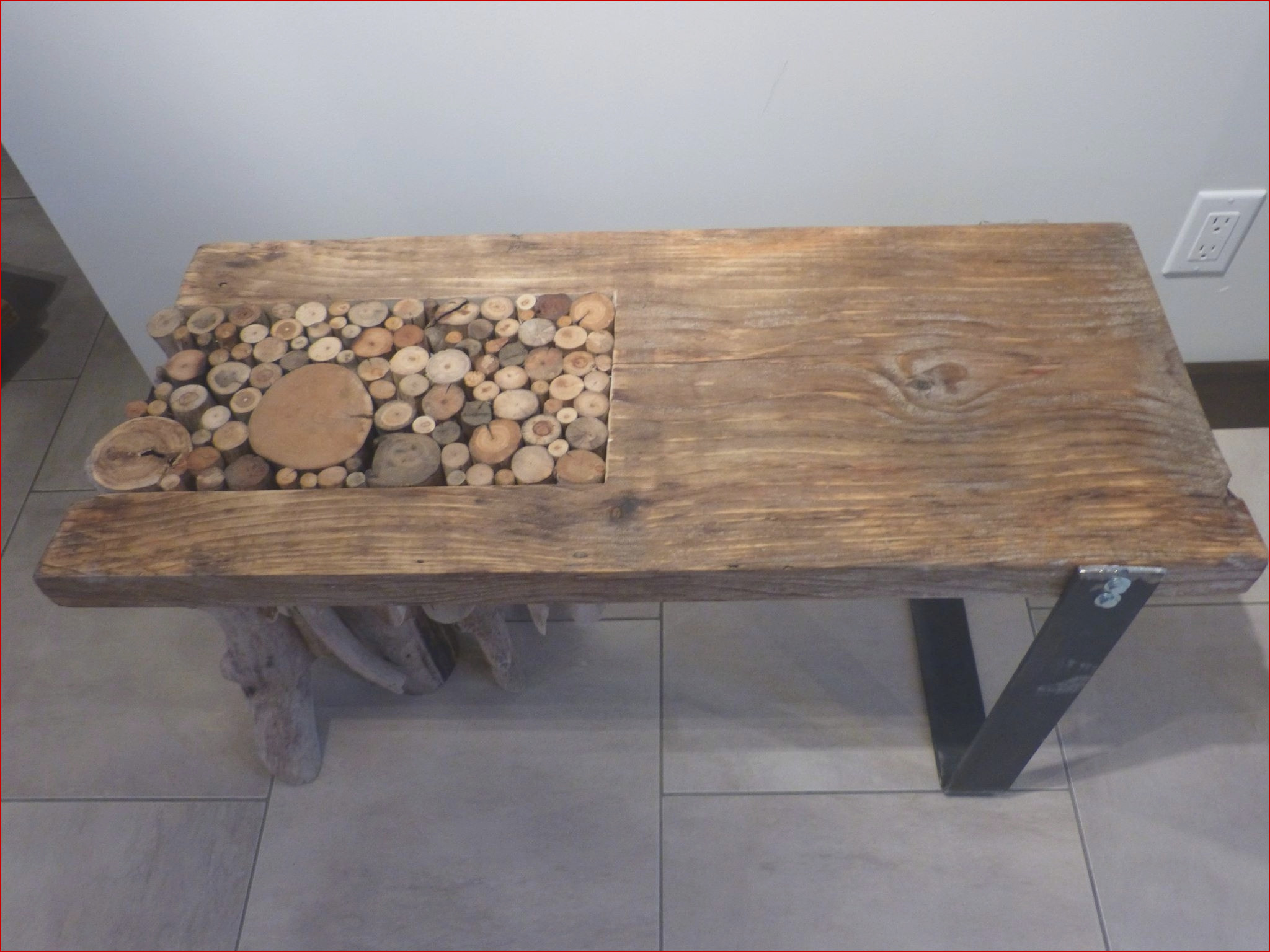Table basse bois et chiffons occasion