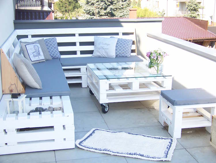Table basse palette bois blanc