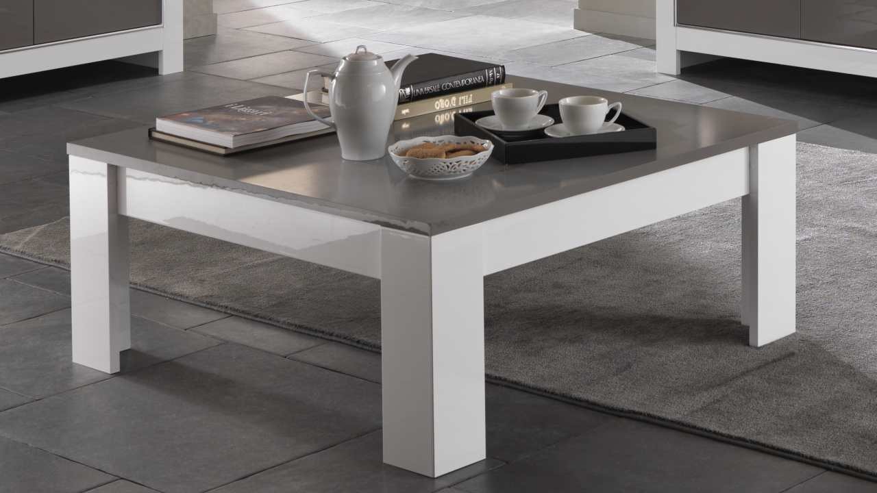 Table basse carrée blanc et gris