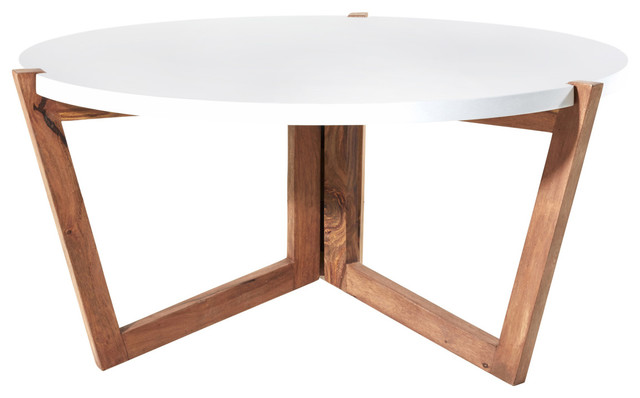 Table basse ronde blanche bois