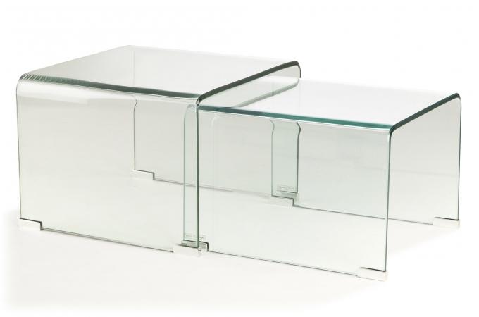 Table basse gigogne transparente
