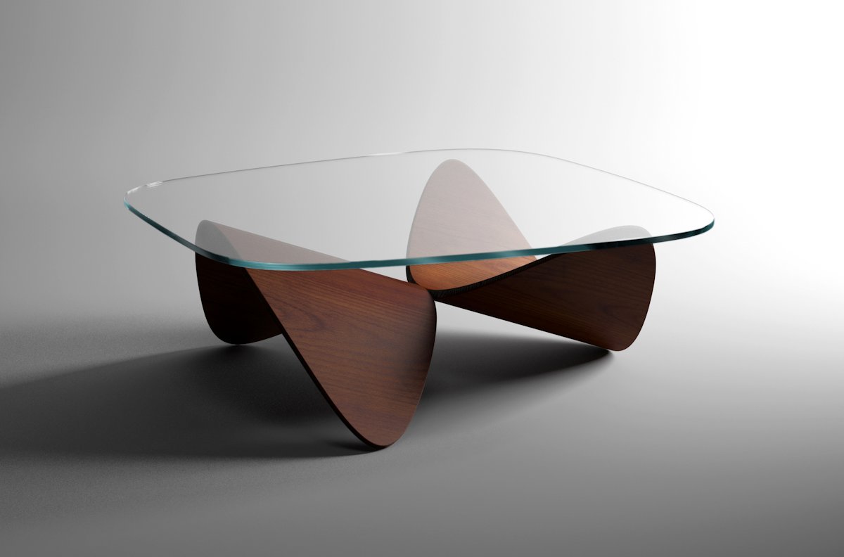 Table basse bois cintré