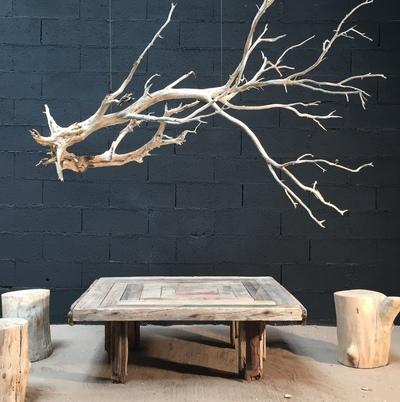 Table basse tronc bois flotté