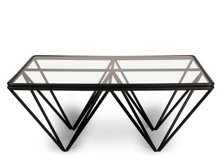 Table basse metal verre bois