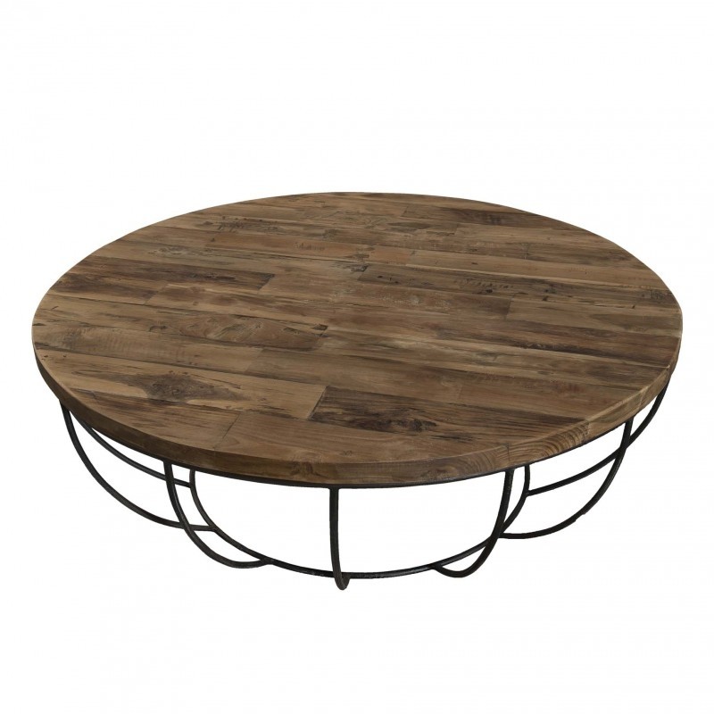 Table basse metal et bois ronde