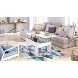 Swing table basse plateau relevable style contemporain blanc mat - l 100 x l 50 cm
