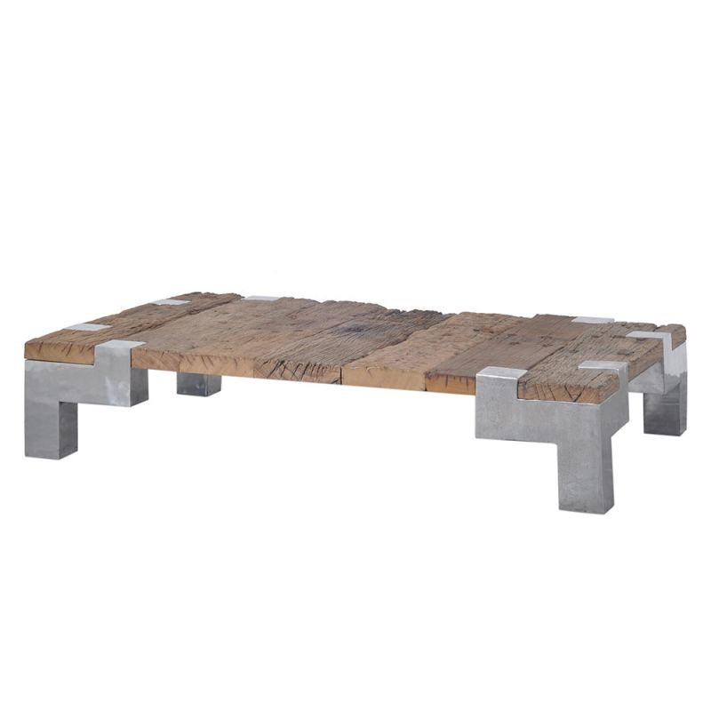 Table basse bois pied alu
