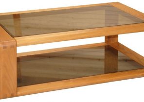 Table basse rectangulaire en bois avec tiroir et niche l120cm pablo