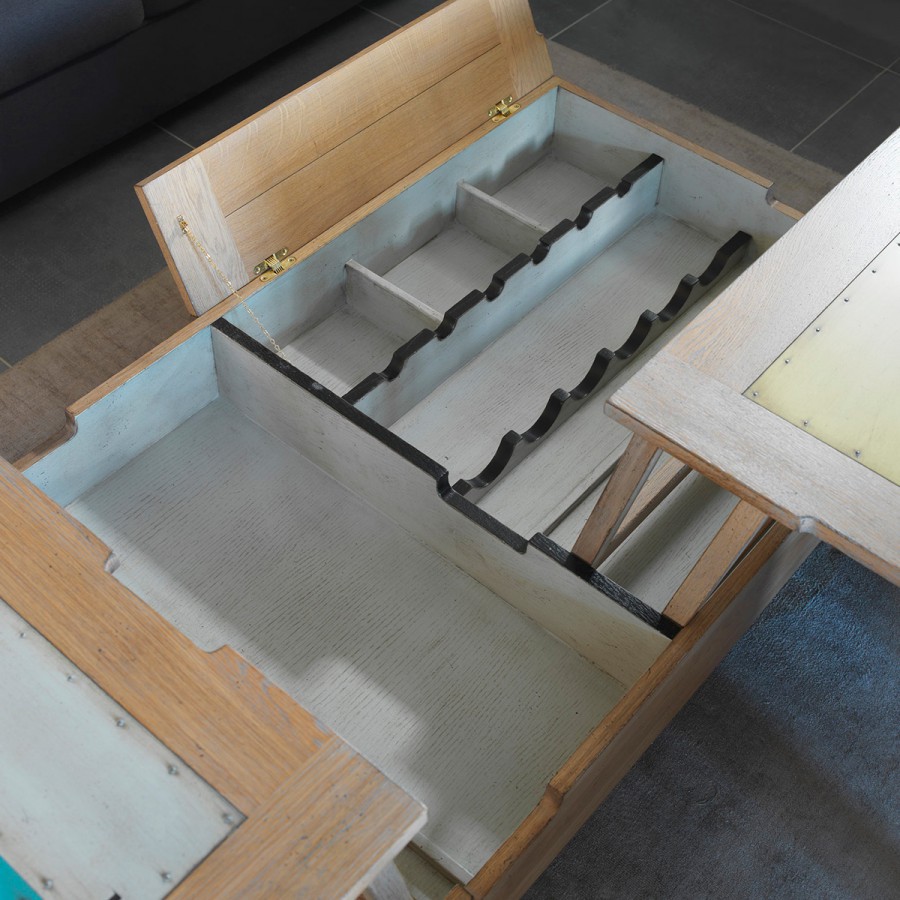 Table basse relevable sur roulettes