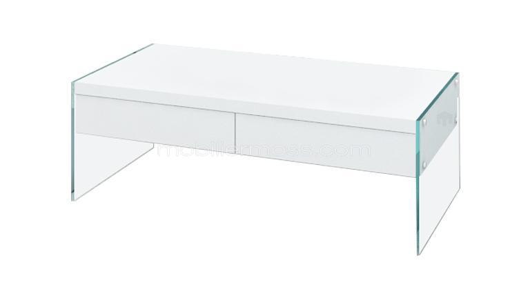 Table basse en verre avec tiroir