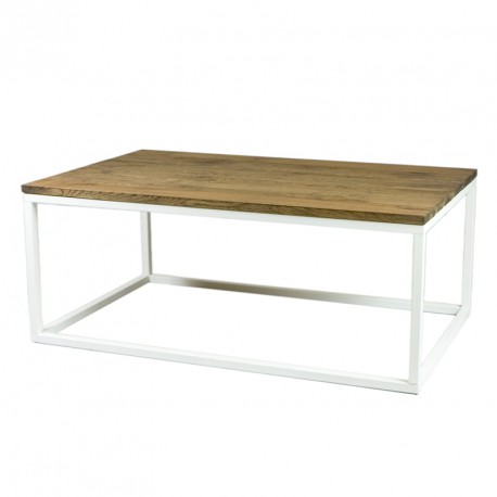 Table basse blanc et bois