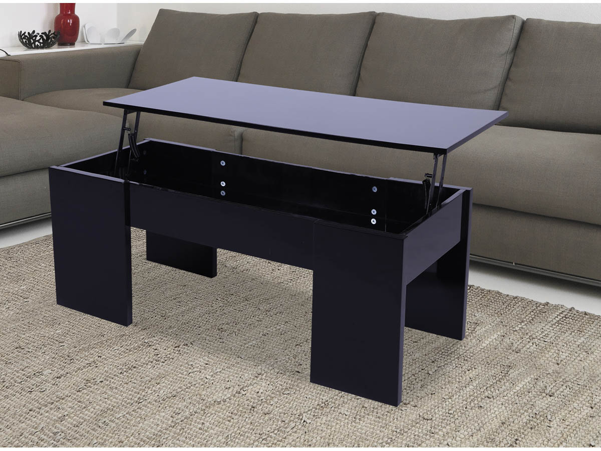 Table basse noire plateau relevable