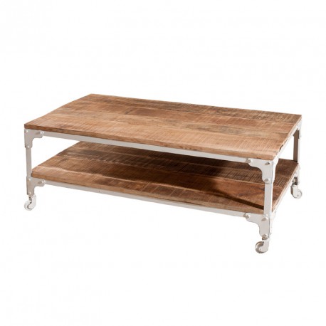 Table basse en bois a roulette