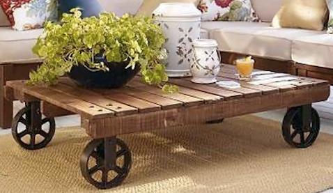 Table basse palette roulette