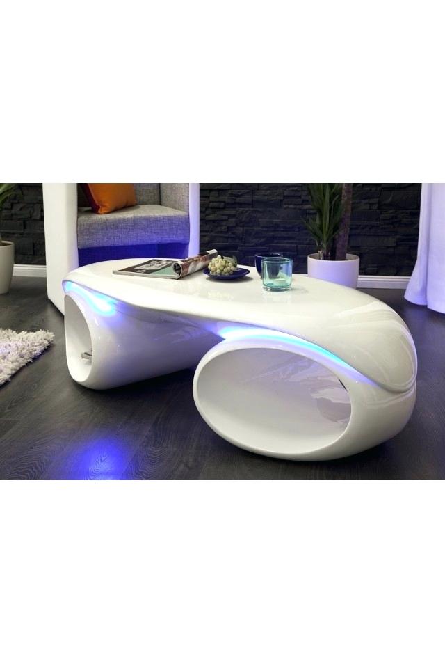Table basse design galet ii blanc laqué