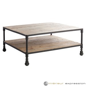 Table basse ronde à roulettes