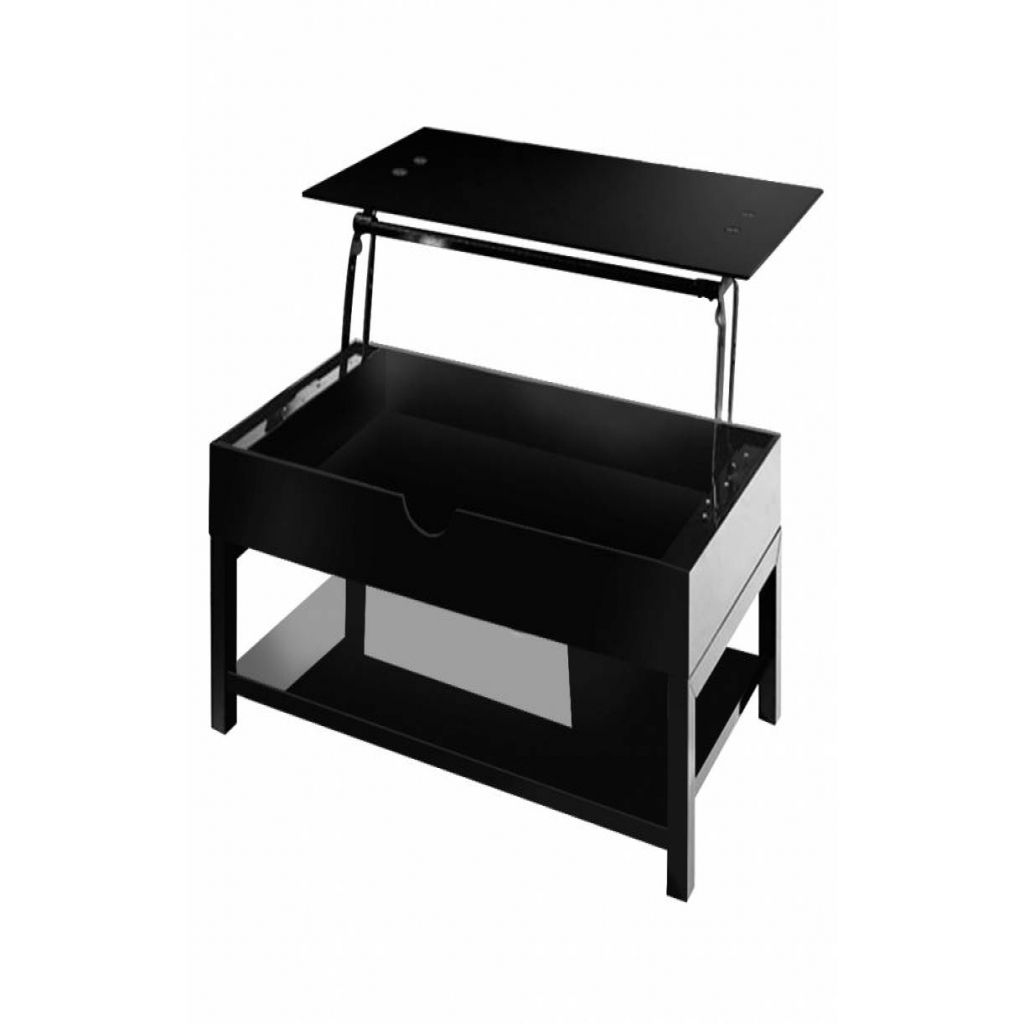 Table basse relevable reality verre blanc
