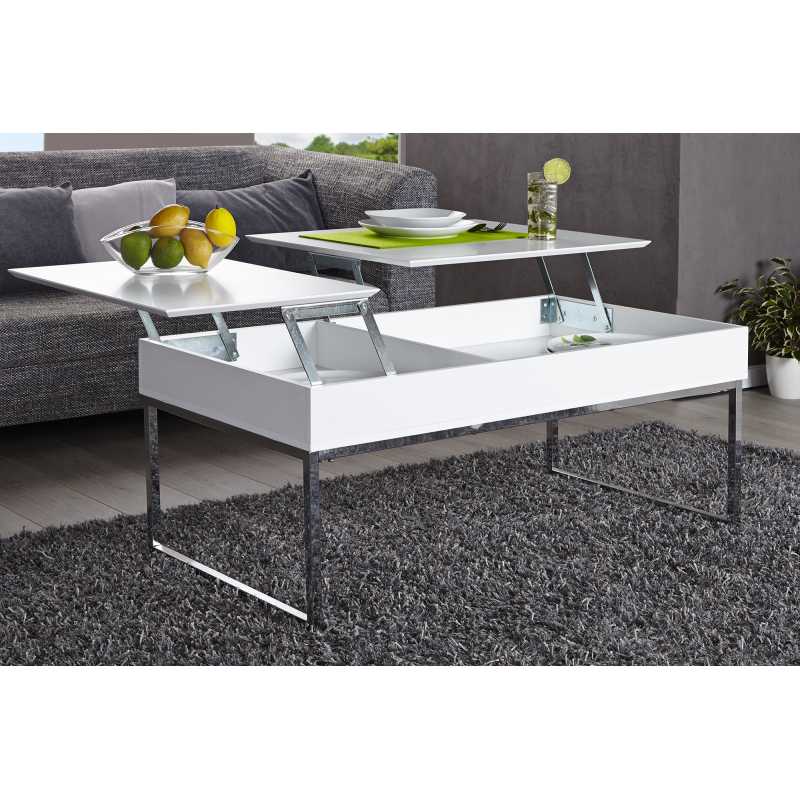 Table basse plateau relevable rouge