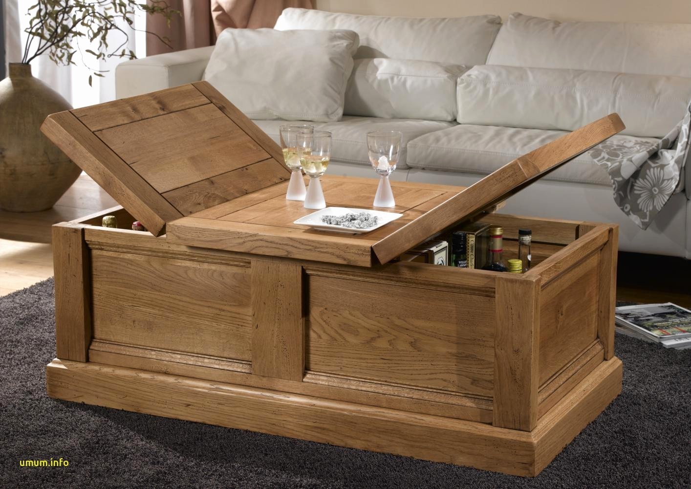 Table basse coffre bois
