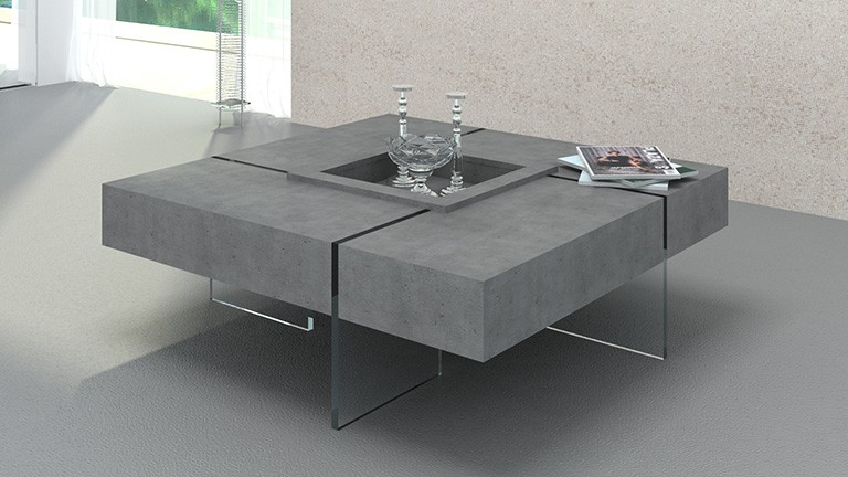 Table basse relevable beton