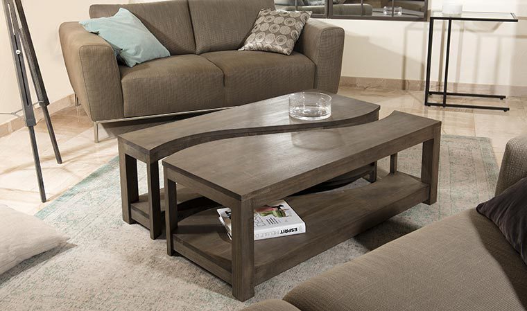 Table basse design modulable bois