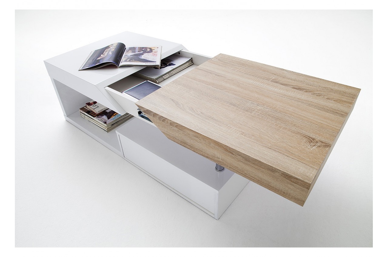 Table basse bois et blanc mat