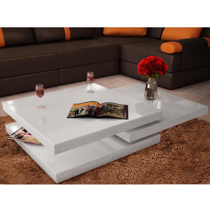 Table basse relevable pivotante